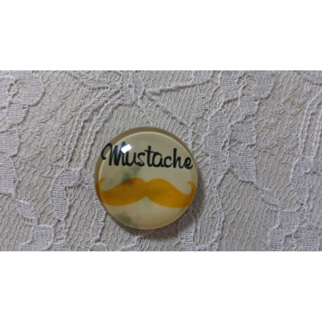 glas cabochon rund 25mm mustasch 008 
