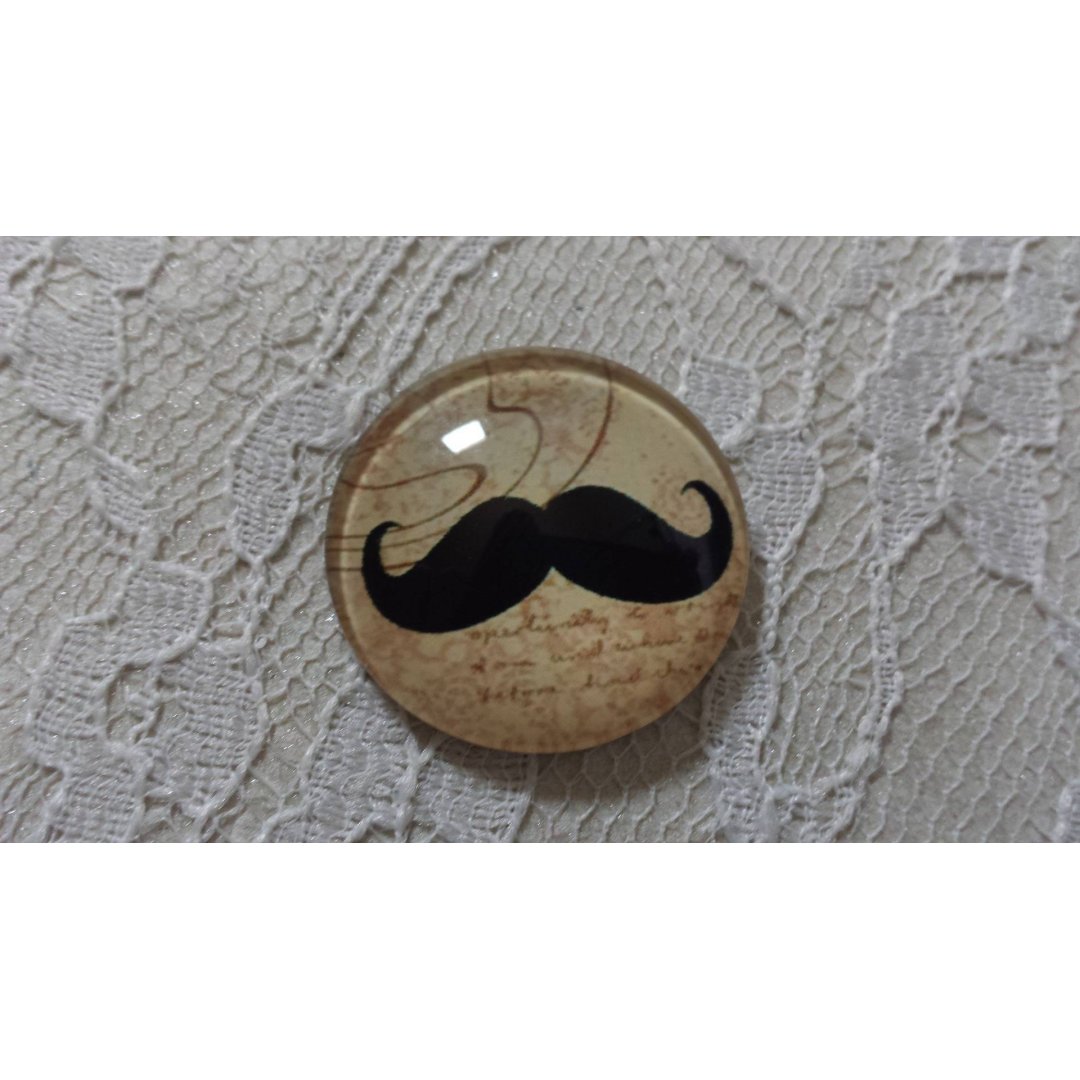 glas cabochon rund 25mm mustasch 005 