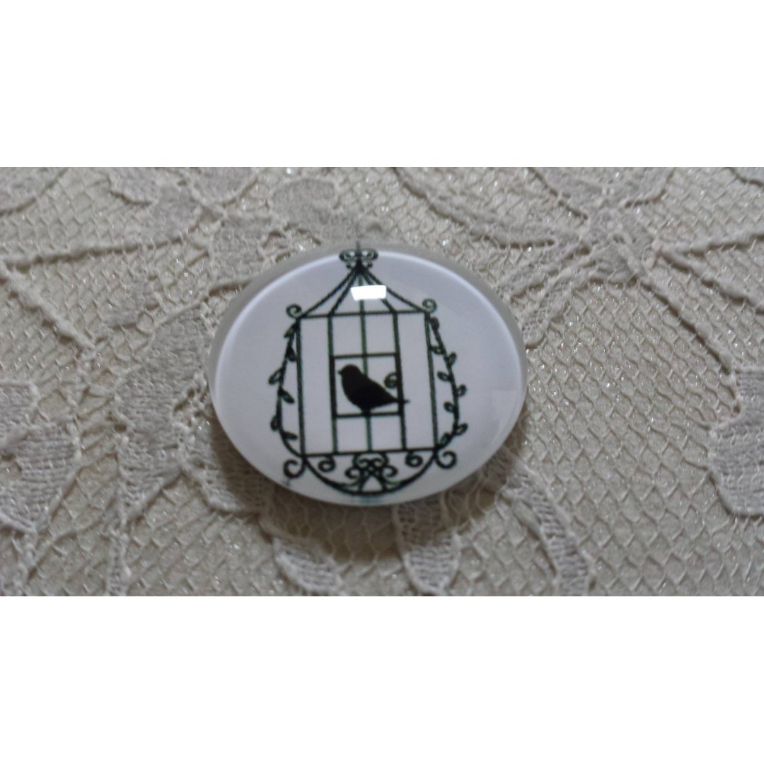cabochon rund glas 25mm fåglar 023 