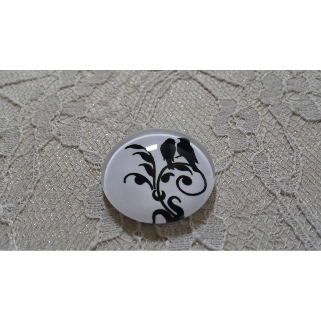 cabochon rund glas 25mm fåglar 022 
