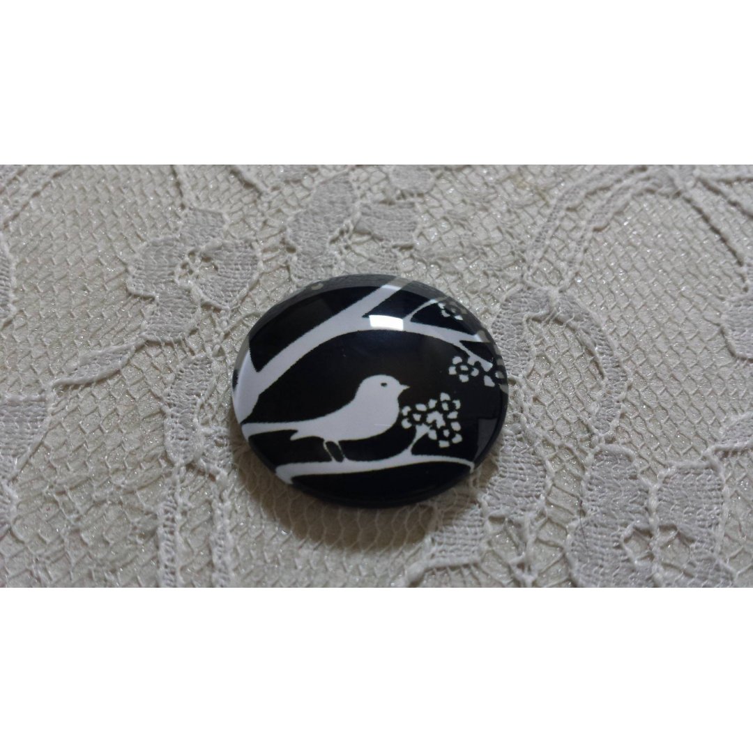 cabochon rund glas 25mm fåglar 021 