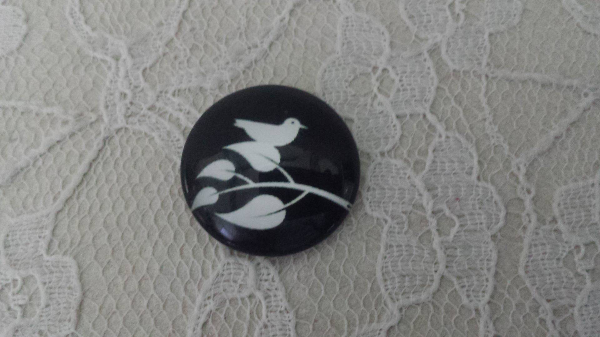 cabochon runt glas 25mm fåglar 013 
