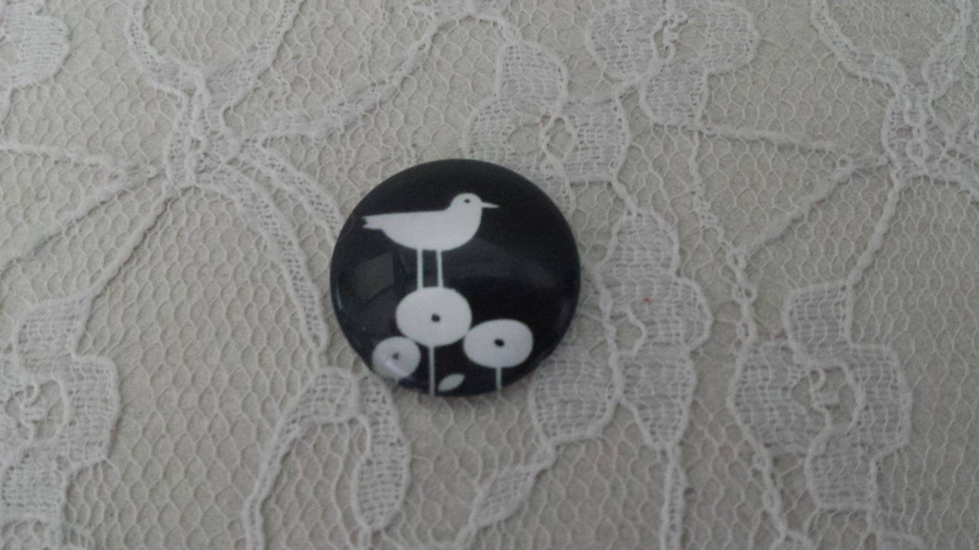 cabochon runt glas 25mm fåglar 012 