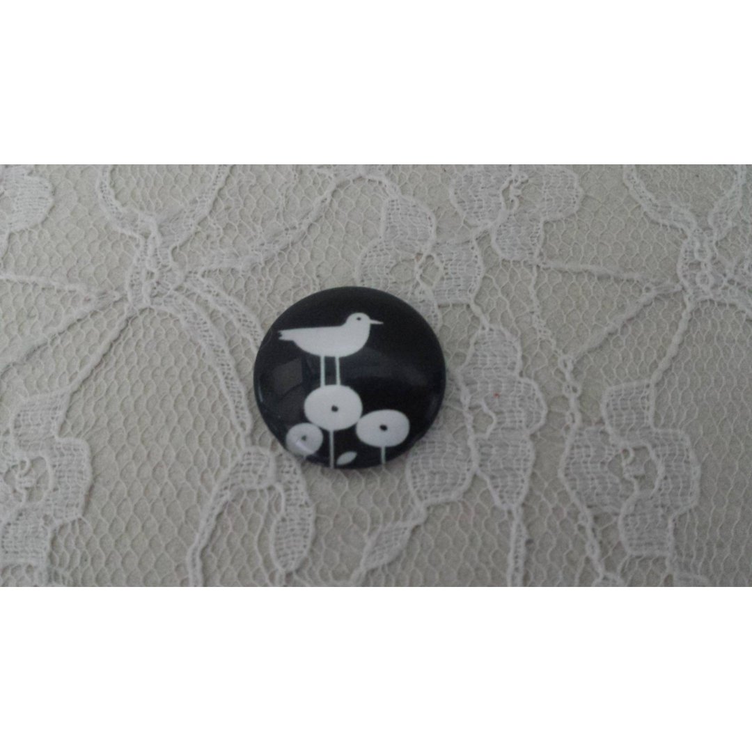 cabochon runt glas 25mm fåglar 012 