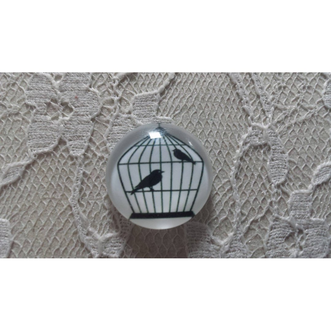 cabochon runt glas 25mm fåglar 009 