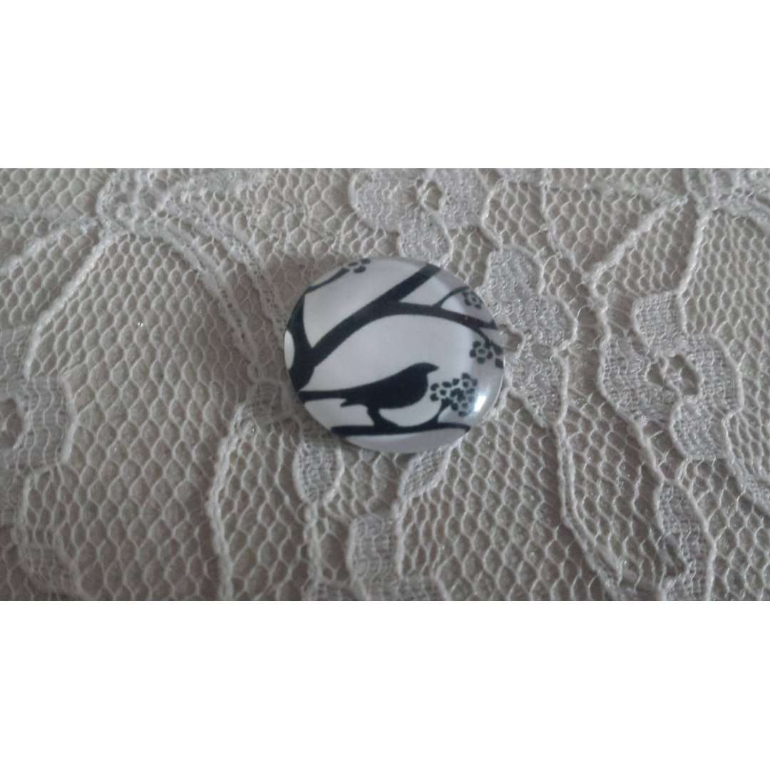 cabochon runda glas 25mm fåglar 001 