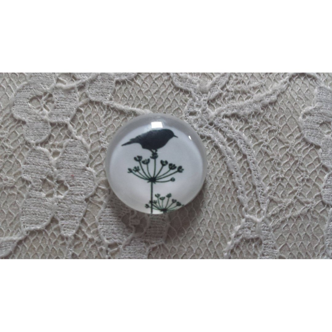 cabochon runt glas 20mm fåglar 019 