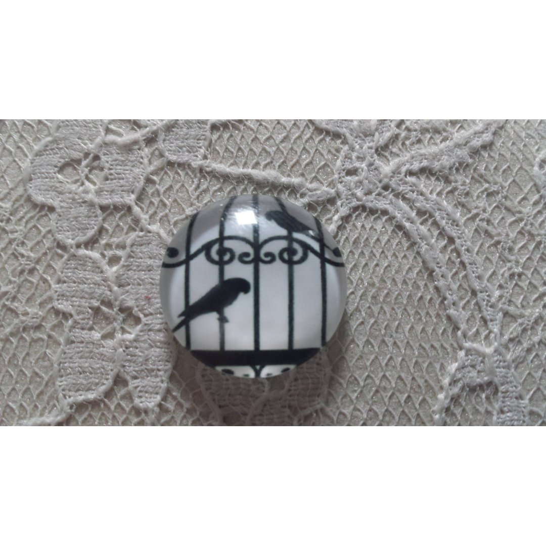 cabochon runt glas 20mm fåglar 008 