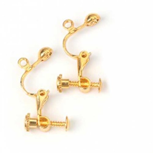 Support Boucle d'oreille Clip réglable à vis doré 15 x 17 mm x 1 paire