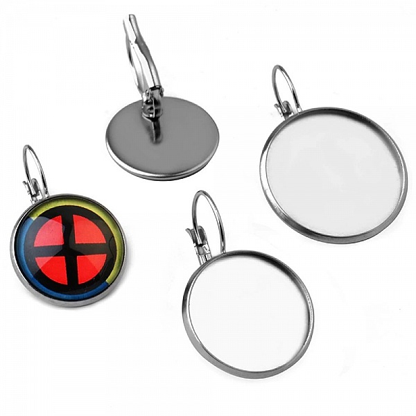 cabochonh&aring;llare rostfritt st&aring;l &ouml;rh&auml;nge 18 mm N&deg;07