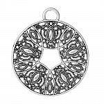 Silver Hollow Flower Round Alloy Pendant N°000 73 mm x 64 mm