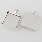 2 x 25mm silver cabochon hållare, cabochon hängare 43AS