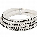 Läder 06 mm vit med strass 1 meter