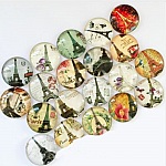 Lot 20 runda glas cabochons 25mm Eiffeltornet 02 blandade glas cabochon 