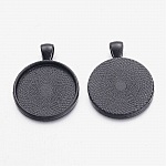 2 x 25mm svart cabochon hållare, cabochon hängare 16NR