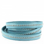 10 mm Sky Blue Ball Leather med nickelfri kedja per 20 cm