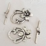 5 bygelspännen blomma mönster romantiskt silver