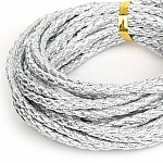 5 meter Rund flätad konstlädersladd Silver 3 mm