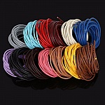 1 meter Rund slät lädersladd Blå 3 mm