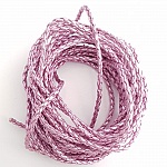 1 meter Rundt flätad sladd av konstläder Mauve Silver 3 mm