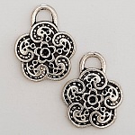 Charm blomma metall N°055 silver