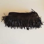 10cm bred svart konstläder fransar
