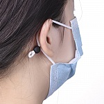 2 svarta elastiska band med justerbart spänne för fastsättning av masken