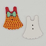 Träknapp orange klänning N°01-01