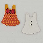 Rosa klänning med träknapp N°01-02