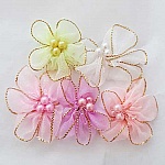 Lot 5 färgade blommor Organza Fabrics N°02