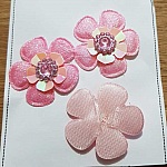 Set med 3 blommor 5 kronblad Tissus Rose