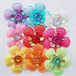 Lot 9 blommor 5 kronblad Tyg N°01