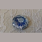 glas cabochon rund 25mm blomma 021 