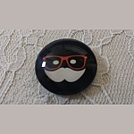 glas cabochon rund 25mm mustasch 044 