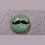 glas cabochon rund 25mm mustasch 024 