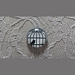 cabochon runda glas 25mm fåglar 007 