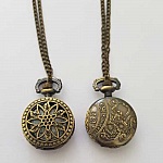 Fleur 01 Brons antik Gousset klocka med kedja