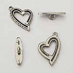 Toggle Clasp Heart design N°26 Silver