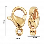 1 lås i rostfritt stål 24K guldpläterat hummerlås 9 x 6 mm guld