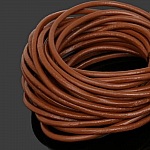 0.87 Cm Cordon rond cuir lisse Marron 3 mm