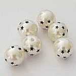 Perle Acrylique Ronde 18 mm étoile 01 x 1 Pièce