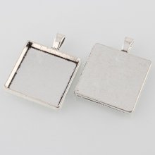 2 x 25mm silver cabochon hållare, cabochon hängare 43AS