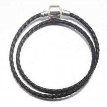 Europeiskt armband med 2 vändningar Clip Uni 01 19cm Svart