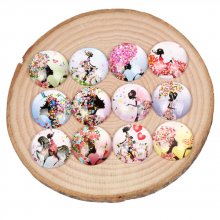 Lot 20 runda glas Cabochons 25mm Flower Girl fjäril blandade glas cabochon