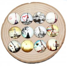 Lot 20 runda glas cabochons 25mm Eiffeltornet 03 blandade glas cabochon 