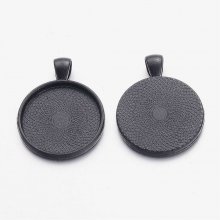 2 x 25mm svart cabochon hållare, cabochon hängare 16NR