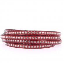 Rött läder 06 mm Swarovski strass per 20 cm