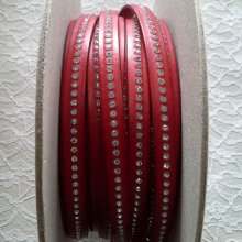 Läder B-Röd 10 mm Swarovski Strass per 20 cm