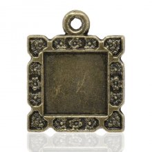 1 fyrkantig cabochonhållare N°01 Brons