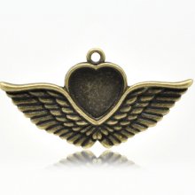 1 cabochonhållare Heart N°02 Brons